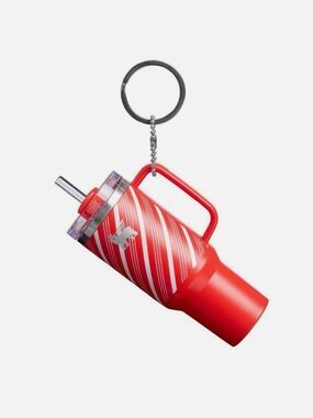 Stanley Red and White Striped Ornament Keychain